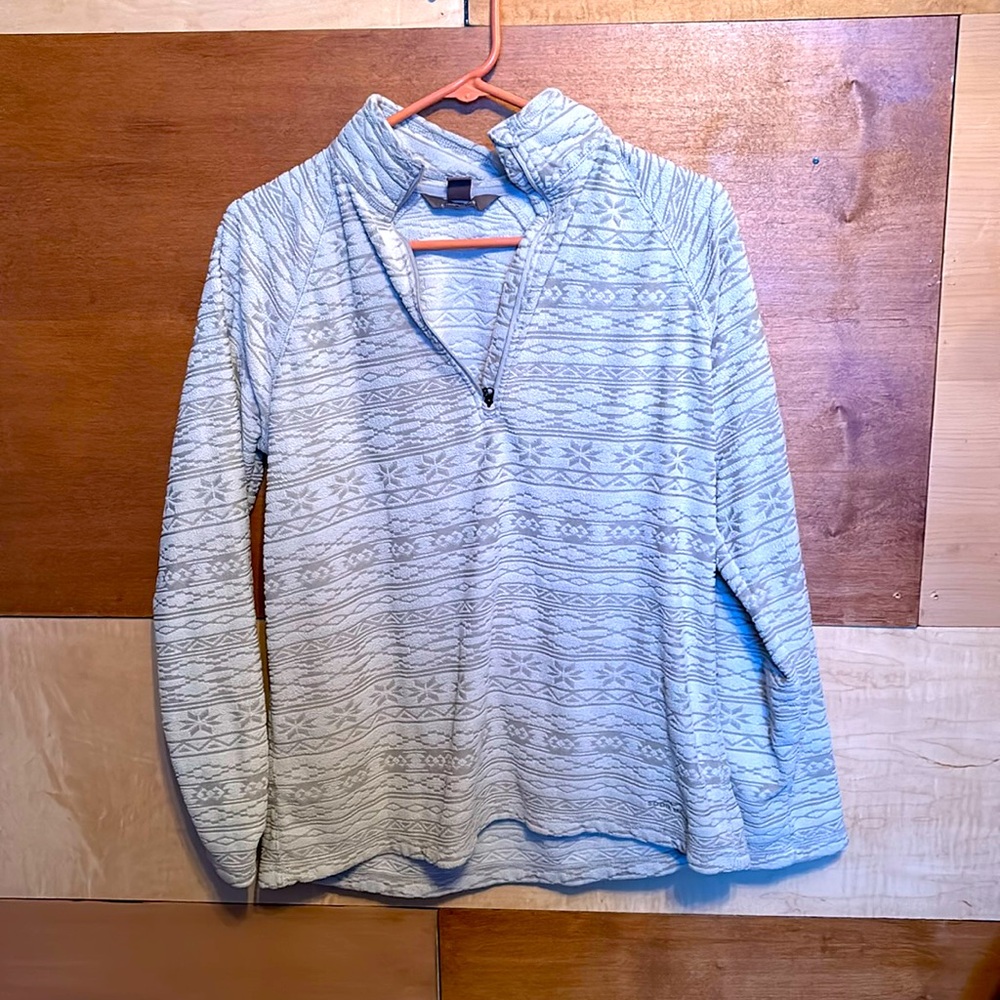 Eddie Bauer Ladies Large grey fleece Aztec/tribal print pattern